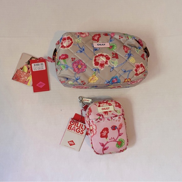 Set of Oilily floral toiletry/ cosmetics bag and mini Crossbody. -NWT - Picture 2 of 11